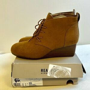 New Kenneth Cole Reaction Women's Deka Wedge Booties / Brown / Sz 8